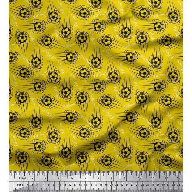 Soimoi Cotton Voile Fabric Text & Football Sports Print Fabric by Yard 42 Inch Wide