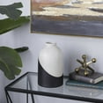thumbnail image 3 of DecMode 10" Color Block Speckled Black Ceramic Vase with White Top, 3 of 14