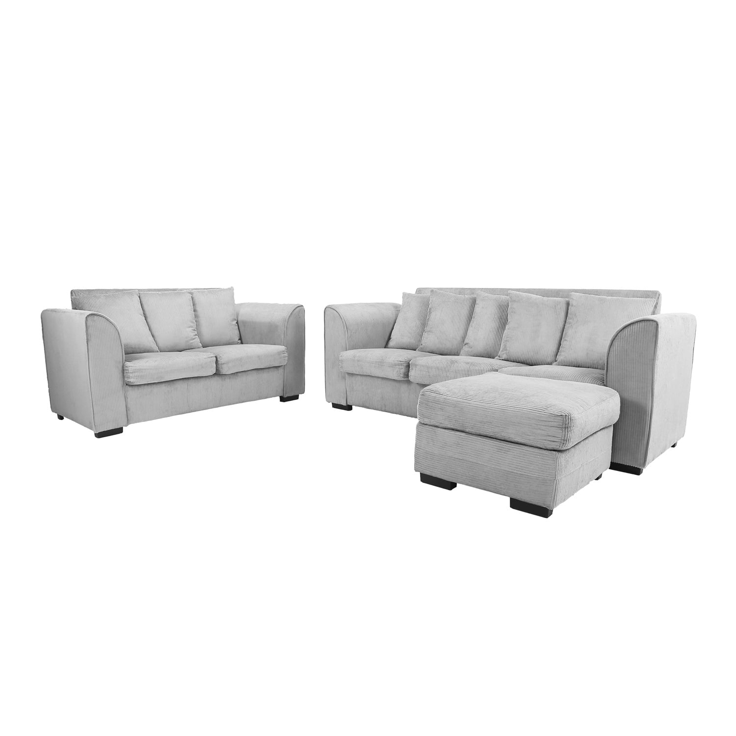 Kadyn 3pcs Living room set light grey, Convertible Sectional Sofa Set with Ottoman, Modern Fabric Sofa Furniture Set for Living Room, Light Grey Kadyn 3pcs Living room set light grey, Convertible Sectional Sofa Set with Ottoman, Modern Fabric Sofa Furniture Set for Living Room, Light Grey