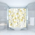 thumbnail image 3 of Yellow Floral Shower Curtain Watercolor Flower Gray Branches Modern Chic Botanical Herbs Blossom Artistic Fabric Polyester Bathroom Curtain with Hooks, 3 of 3