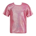 thumbnail image 4 of Alvivi Men's Glitter Metallic Rave Shirt Short Sleeve Crewneck Pullover Party T Shirt Top Hot Pink S, 4 of 7