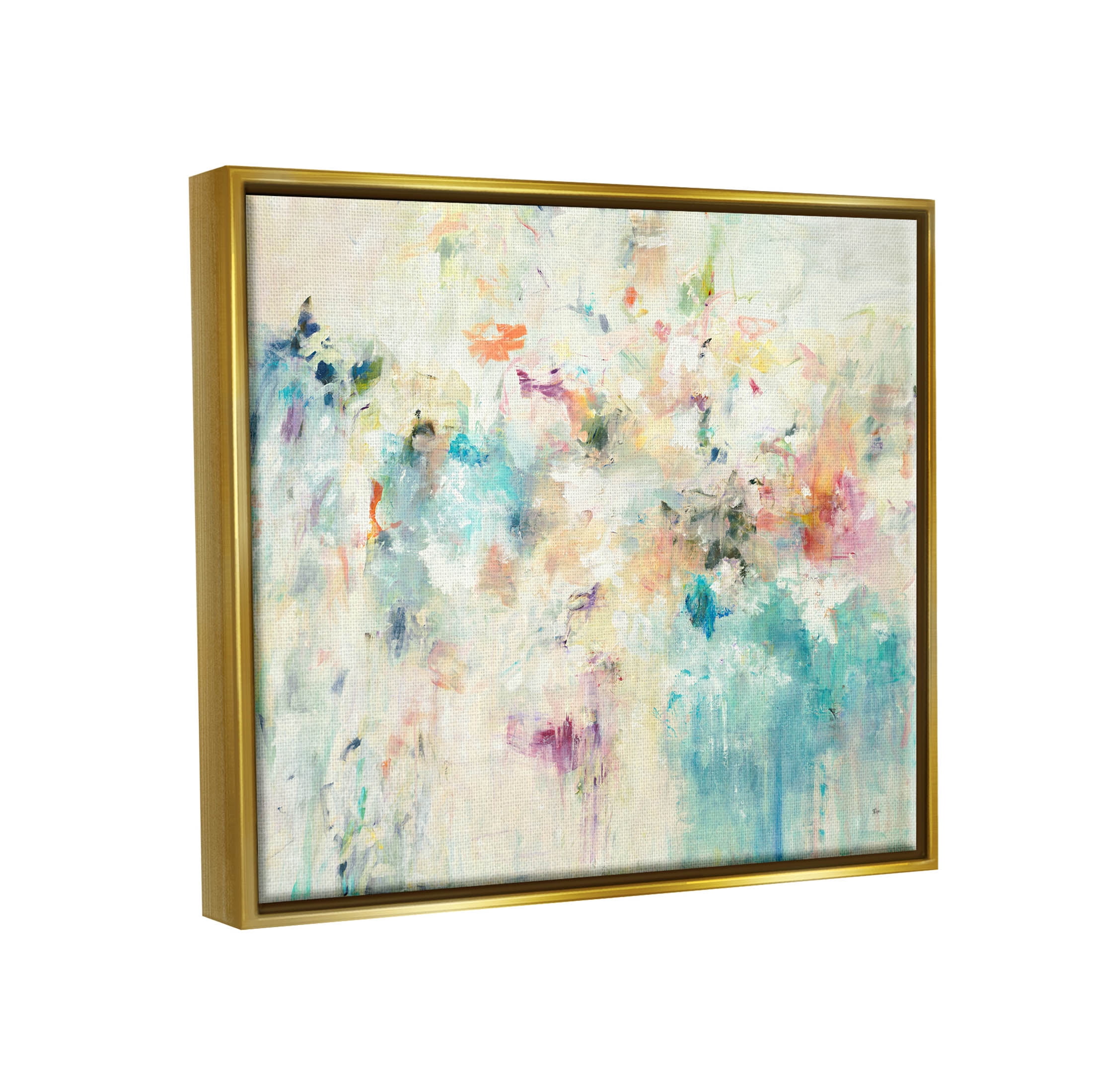 Stupell Industries Contemporary Abstract Composition Painting Metallic Gold Floating Framed Canvas Print Wall Art, Design by Lisa Ridgers