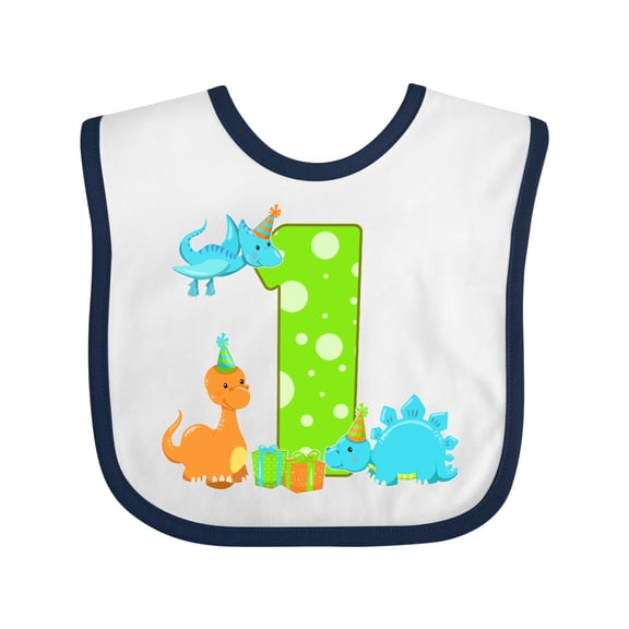 Inktastic Dinosaur First Birthday Party Boys or Girls Baby Bib