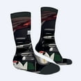 thumbnail image 2 of Four Seasons Universal Socks (2 Pairs) - Unisex Trendy Socks with Dynamic Racing Car Design Black with White & Green Accents Sporty Pattern for All Seasons, 2 of 5