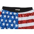 thumbnail image 3 of Plus Size Women's Mid Rise July 4th USA Flag Star Stripes Sparkly Sequin Shorts,4X-Large, 3 of 5