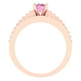 thumbnail image 4 of 0.85 ct Brilliant Round Cut Pink Zircon 18K Rose Gold Solitaire with Accents Engagement Bridal Wedding Ring Band Set size 5.5, 4 of 7