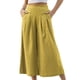 thumbnail image 1 of Pantalones plisados de cintura alta con bolsillos para mujer, pantalones anchos favorecedores de color amarillo XL, 1 of 6