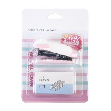 Laklulu Pink mini stapler with staple remover and 640 staples, cute stapler