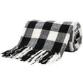 thumbnail image 1 of Unique Bargains Chenille Throw Blankets Soft Plaid, Black and White, Throw, 1 of 8
