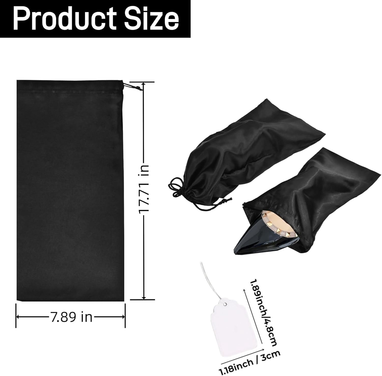 Shoe Dust Bags - 12 Pack Shoe Bags for Travel Satin Fabric Shoe Bag with Drawstring for Men Women Travel Protecting Storing Shoes