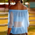 thumbnail image 6 of Bovxnpu Womens Off the Shoulder Tops Off Shoulder Blouse Chiffon Casual Fashion Trendy Tops Summer Tops, 6 of 9