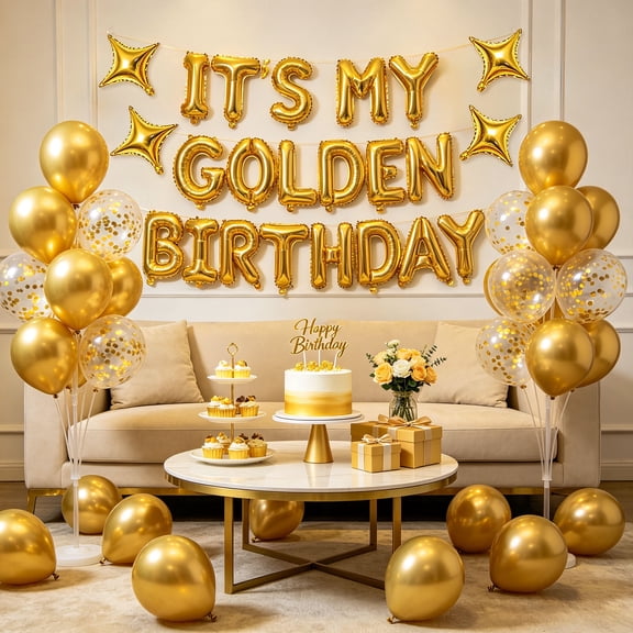 Golden Birthday Party Decorations - Old Money Style Balloon Set for Milestone Celebrations