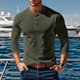 thumbnail image 1 of pstuiky camisas de manga larga para hombre, Camiseta de pana con botones, cuello redondo y manga larga de color liso para hombre top de hombre m, 1 of 8