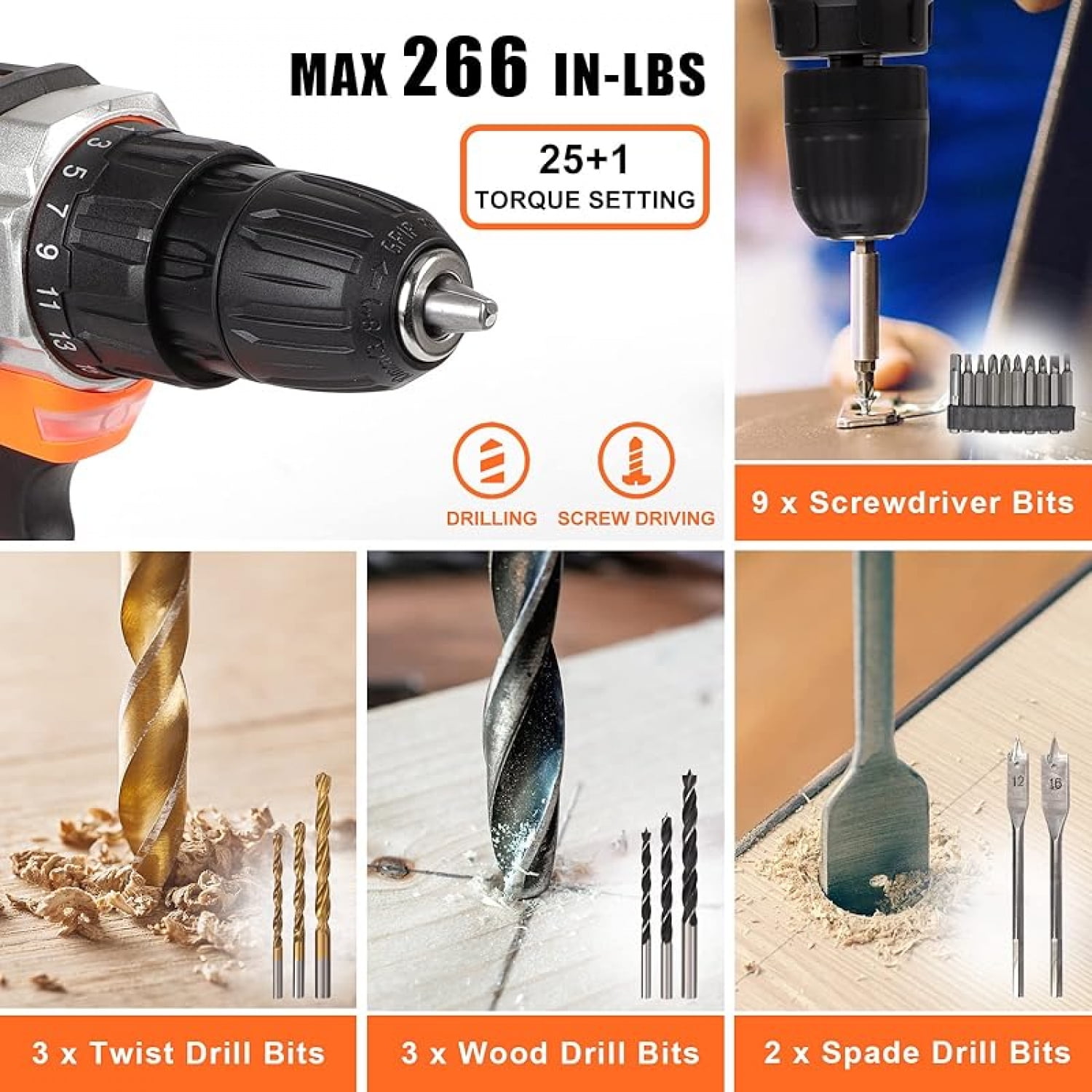 16.8V Cordless Drill Set Combo Kit, 153 Pcs Tool Kit for Home, Professional Household Tool Sets for Men, Basic Tool Kit with Power Drill, Tool Set with Drill for Garden Office Home Repair