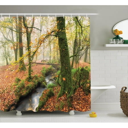Woodland Decor Shower Curtain Set Misty Autumn And Stream At Golitha Falls On Bodmin Moor In Cornwall Bathroom Accessories 69w X 70l Woodland Decor Shower Curtain Set Misty Autumn And Stream At Golitha Falls On Bodmin Moor In Cornwall Bathroom Accessories 69w X 70l