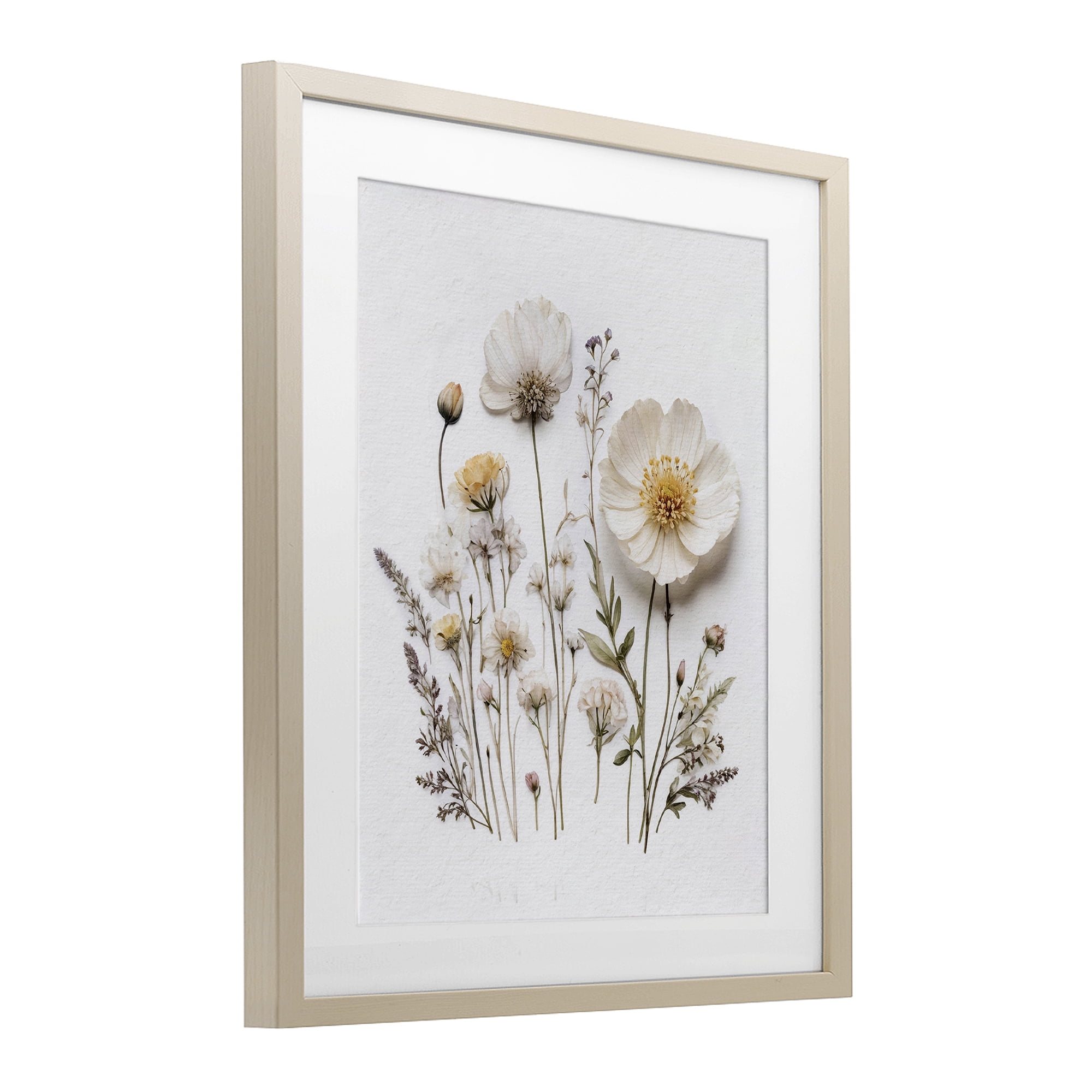 Pressed Bathroom Botanicals Birch Framed Print Under Glass, design by Lettered and Lined