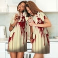 thumbnail image 4 of Rateoe Bloody Hand1 Print Women’s Nightdress – Cozy Cotton Short-sleeved Sleep Shirt, Loose-Fit Sleepwear, Perfect for Relaxing and Sleeping, 4 of 6