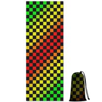 Rainbow Color Checkered Pattern Hot Yoga Mat Towel Non Slip for Hot Yoga - Quick-Drying Yoga Mat Cover with 4 Corner Pockets with Travel Bag - Hot Yoga Towel Non Slip 70"x26"
