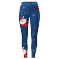 thumbnail image 5 of Fiaer Christmas Women Leggings Trendy Slim Fit Yoga Pants Santa Reindeer Snowflake Candy Sticks Graphic High Waisted Stretch Workout Trousers Blue XL, 5 of 5