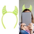 thumbnail image 2 of FENOHREFE Green Devil Hairbands Festive Photo Props Halloween Horn Headbands Party Headpiece Fun Headbands for Music Festivals, 2 of 7