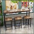 thumbnail image 3 of Modern Design Kitchen Dining Table, Pub Table, Long Dining Table Set with 3 Stools, Natural, 3 of 9