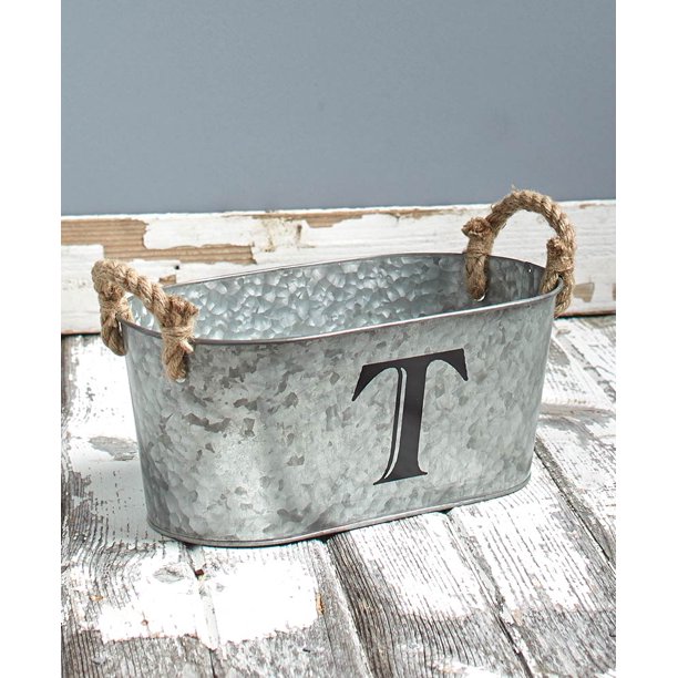 Galvanized Monogram BucketsT