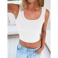 thumbnail image 5 of ANRABESS Crop Tops for Women Square Neck Sleeveless Ribbed Tank Tops Slim Fitted Basic Tee Shirts Cami Summer Clothes White XS, 5 of 12