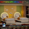 thumbnail image 2 of Bingirl Beige Twin LED Upholstered Princess Platform Bed for Bedroom - Rainbow Headboard, Storage Drawer, No Box Spring, Easy Assembly - Playful Design for Girls, 2 of 7