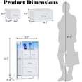 thumbnail image 3 of 4 Drawer Dresser with Led Light and Charging Station, White Night Stand with Storage Shelf and Fabric & PVC Drawer, 33 Inch Bedside Table, Tall Nightstand for Entryway, Bedroom Furniture,White, 3 of 18