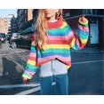 thumbnail image 2 of Haut à Manches Longues Rayé Arc-en-Ciel Col Roulé Tricot, 2 of 5