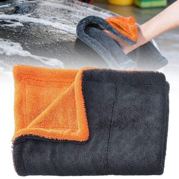Car Drying Towel, Professional Microfiber Towels for Cars, 16''x24'' Car Microfiber Towel, Edgeless Microfiber Cleaning Cloth for Car RV Truck, Double Sided Twisted Loop Absorbent Microfiber Towel, A