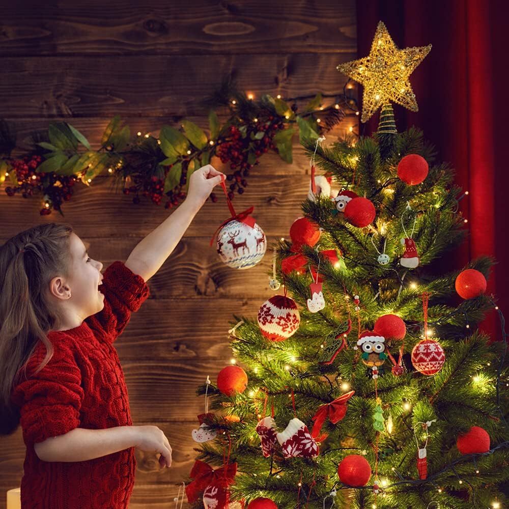 Gogcaro Pink Glitter Christmas Tree Topper with 20 LED Lights photo 7