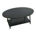 thumbnail image 6 of Household Essentials Jamestown Oval Coffee Table with Storage Shelf Black Oak Wood Grain and Black Metal, 6 of 7