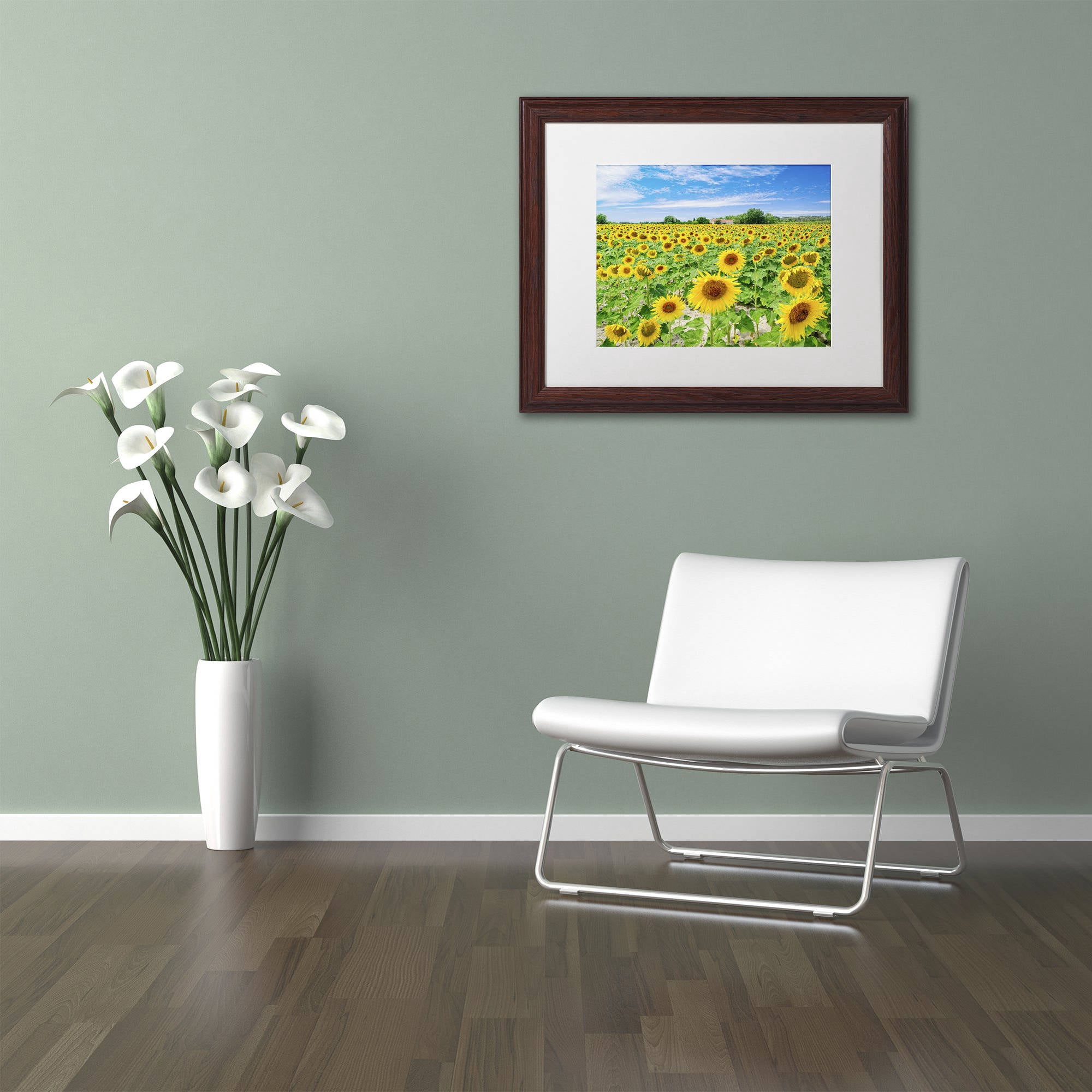 Trademark Fine Art "Field of Yellow" Canvas Art by Michael Blanchette Photography White Matte, Wood Frame