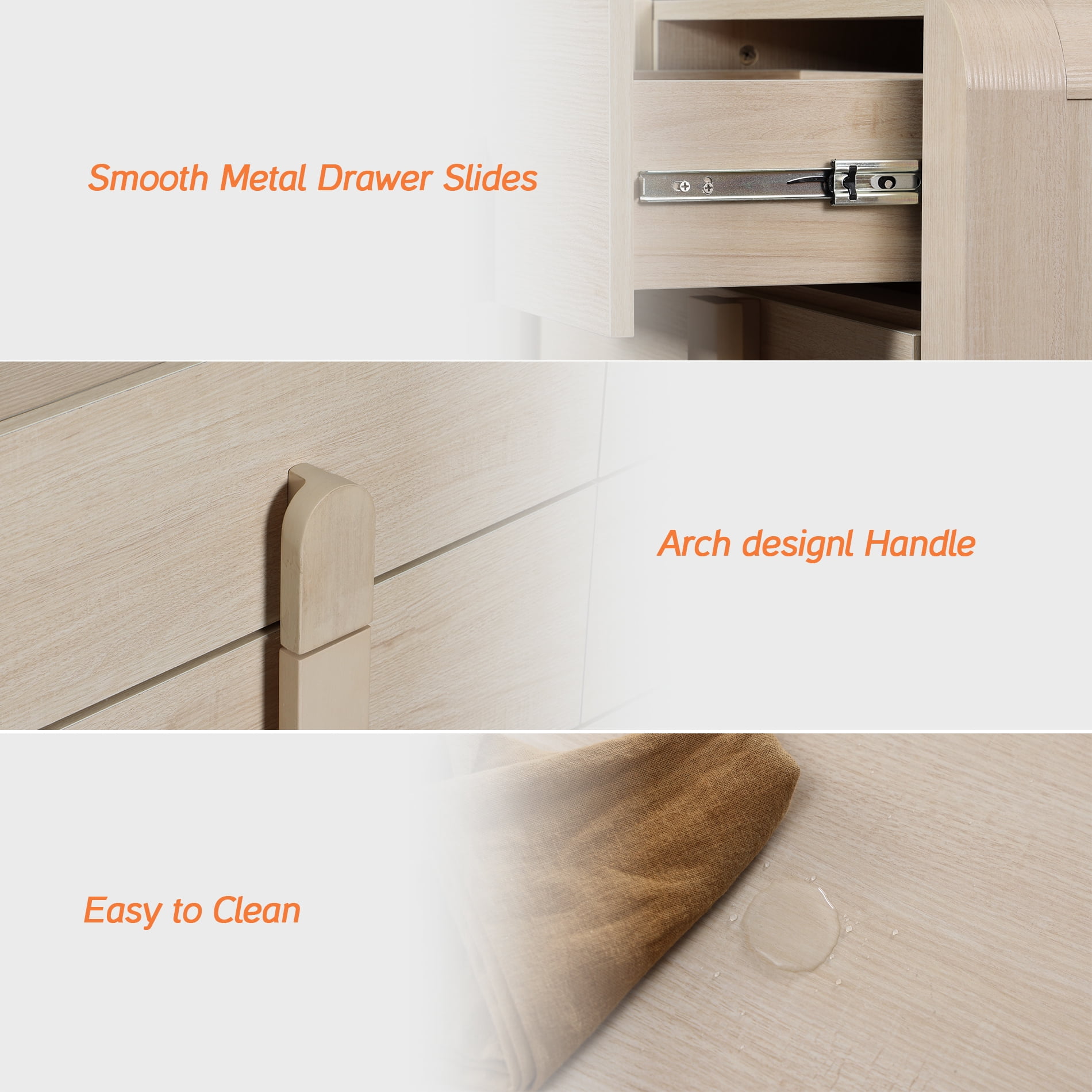Mid Century 6 Drawer Dresser Set of 2, 47.2" Modern Chest of Drawers with Storage, Curved Profile Wood Double Dresser for Bedroom, Living Room, Hallway