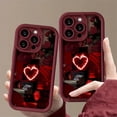 thumbnail image 5 of Personalized Burgundy Aesthetic Heart Pattern Embossed TPU Soft Shockproof Waterproof Phone Case for iPhone, 5 of 5