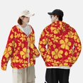 thumbnail image 3 of KLL Red Vintage Flowers Print Men's Women’s UPF 50+ Sun Protection Outdoor Hoodie Jacket Long Sleeve Fishing Hiking Performance Shirt-3X-Large, 3 of 6