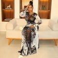 thumbnail image 4 of Women's Camouflage Print O-Neck Long Sleeve Hips Wrapped Long Dress, Slight Perspective, Sexy, 4 of 20