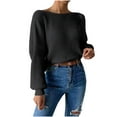 thumbnail image 2 of Qepwscx Womens Crop Sweater Top Fall 2025 Oversized Chunky Ribbed Knit Bells Long Sleeve Pullover Sweaters Crew Neck Shirt Going Out Top Knitted Jumperes Tops Winter Shirts Loose Fits, 2 of 4