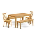 thumbnail image 5 of East West Furniture  5 Piece Dining Table Set- a Rectangle Kitchen Table and 2 Modern Chairs with 2 Benches, Oak (Seat Options) CAAN5C-OAK-W, 5 of 5