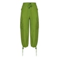 thumbnail image 4 of Efsteb Womens Cargo Pants Elastic Waist Drawstring Baggy Pants Trousers Pants for Women Pants for Women Wide leg Pants Casual Solid Color Sweatpants Loose Comfortable Trousers Green XL, 4 of 6
