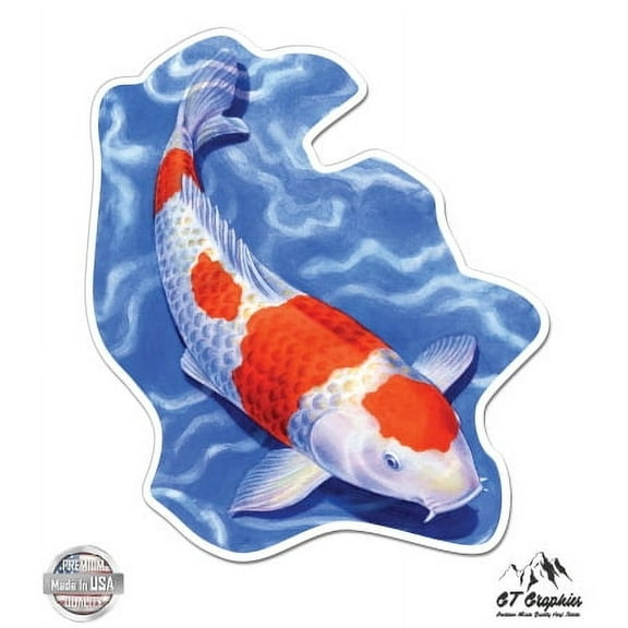 Koi Fish - 3" Vinyl Sticker - For Car Laptop I-Pad Phone Helmet Hard Hat - Waterproof Decal
