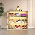 thumbnail image 4 of Furvclv Shoe Storage Box, 3-Tier Shoe Box With Sliding Glass Door, Modern Shoe Rack Organizer, Stackable Shoe Storage Bin With LED Light For Display Sneakers, 4 of 7