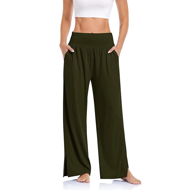 TRKIYQC Pantalones de Yoga de Pierna Ancha para Mujer, Joggers con Nudo de Corbata Ajustable de Cintura Alta Pantalones de Chándal Sueltos Casuales con Bolsillos TRKIYQC Moda,ocio