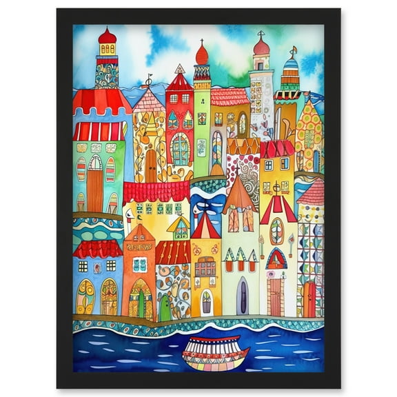 Tangier Morocco Folk Art Artwork Framed Wall Art Print A4