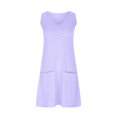 thumbnail image 2 of Women Sleeveless V Neck Eyelet Beach Sun Dress Casual Summer Short Swing Dresses with Pockets Pink XL, 2 of 5