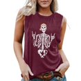 thumbnail image 3 of Trendfront Womens Skull Graphic Tops Figure Print Sleeveless Crewneck Casual Loose Fit Tank Tee Trendy Fashion T Shirts Daily Clothes, 3 of 6