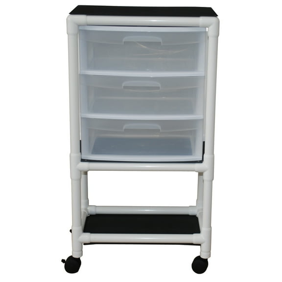 MJM International Universal cart with 3 slide out drawers; drawer size: 19.125" W x 14" D x 6.5" H
