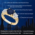 thumbnail image 2 of Gem Stone King 18K Yellow Gold Plated Silver Blue Sapphire and Lab Grown Diamond Engagement Ring for Women | 3.94 Cttw | Round 8MM | Gemstone September Birthstone | Size 7, 2 of 5