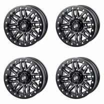 (4 Pack) 4/156 Tusk Nebo Beadlock Wheel 14x7 5.0 2.0 Machined/Black For POLARIS Sportsman 800 EFI Touring 2008-2009
